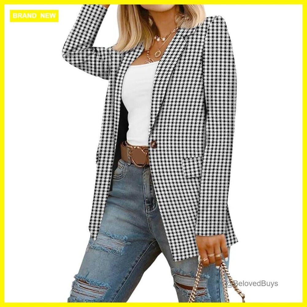 Regular Fit Blazer with Pockets Lined Professional Work Jacket